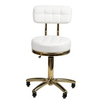 TABORET KOSMETYCZNY GOLD AM-961 BIAŁY